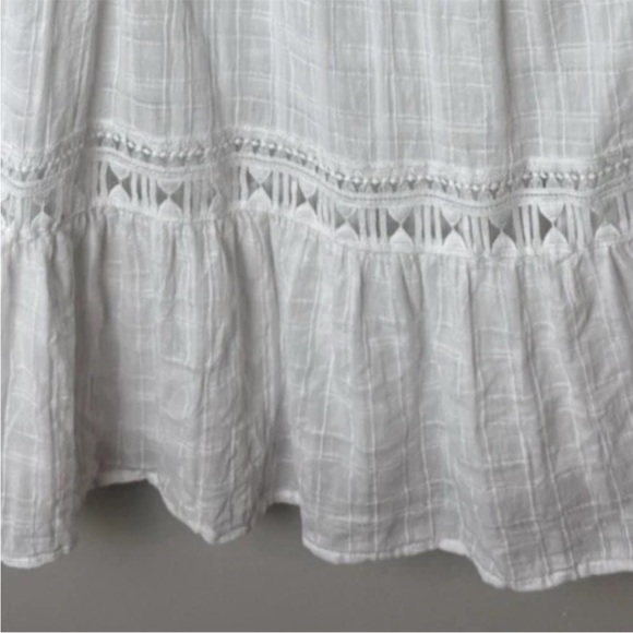 Knox Rose Dress Size Medium Short Sleeves Tassel Ties White Cotton Boho Casual - Picture 5 of 6